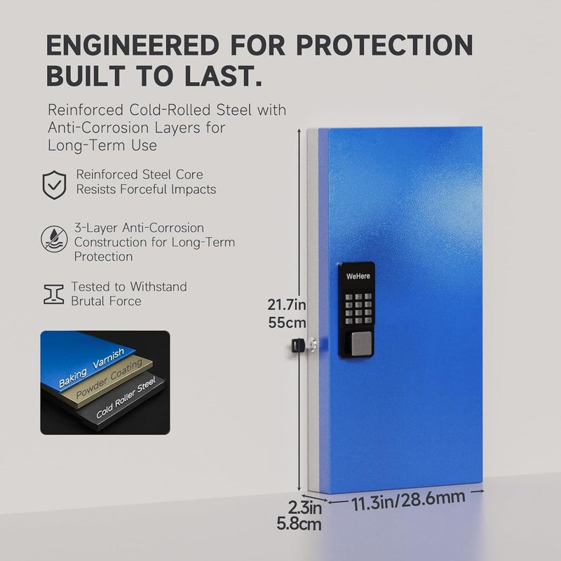 WeHere 48 Key Lock Box Wall Mount, APP Bluetooth/OTP/Wi-Fi Remote/Fixed Code/Key Unlock, Smart Key Cabinet, Key Organizer Holder Box, Key Management Directory for Apartment, Hotel, Office, House - Image 2